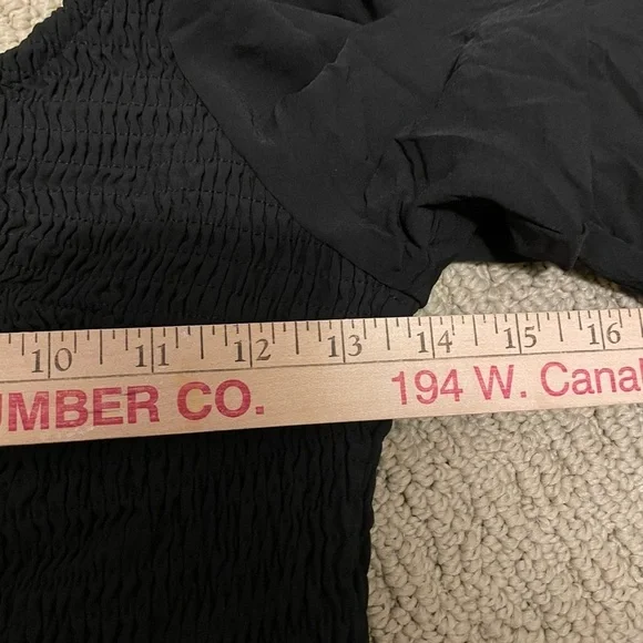 Dokotoo NWT Womens Smocked Black Dress Small Ruffle Off Shoulder Milkmaid - Picture 12 of 12